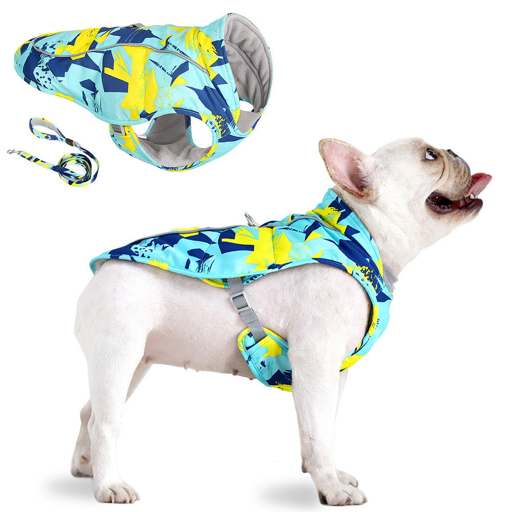 Waterproof Reflective Printed Pet Cotton Jacket: The Essential Winter Wear for Your Furry Friend